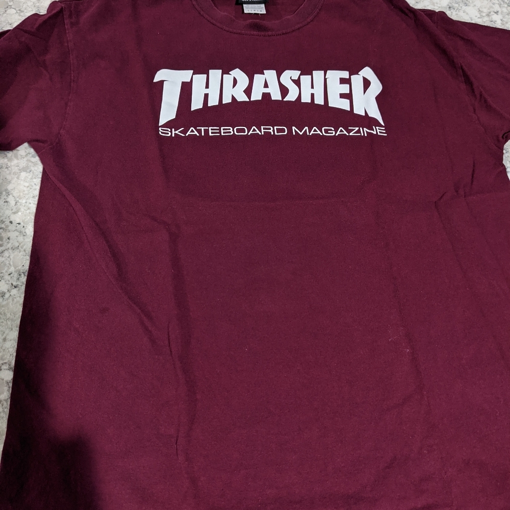 Thrasher tee, maroon, L
